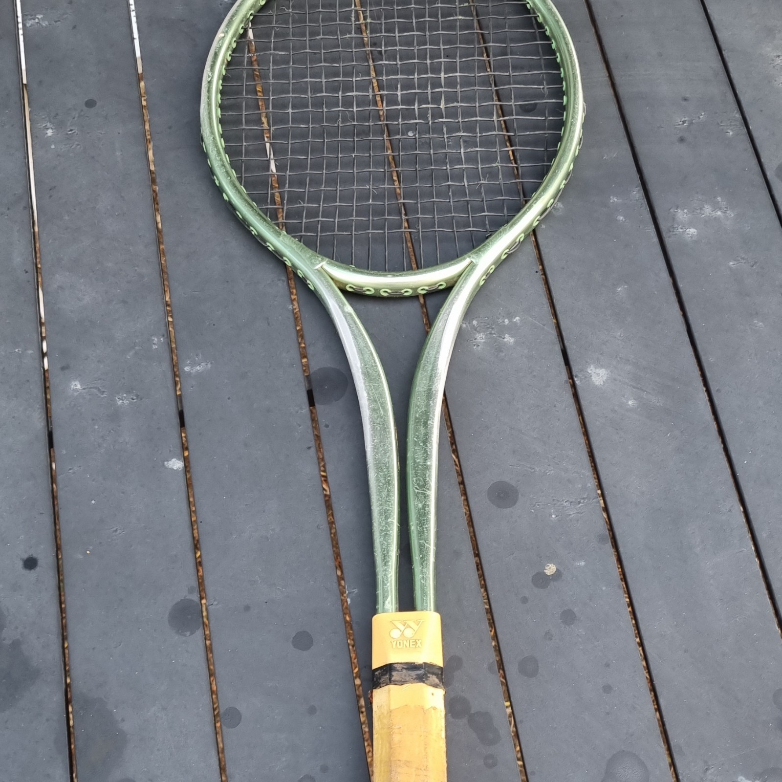 Yonex Racchetta da tennis vintage verde adulti con manico in legno Japan