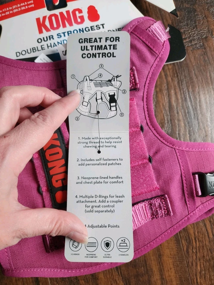 KONG® Bolsa de Residuos Ultra Duradera Arnés Reflectante para Perros, Rosa, Talla S, ¡NUEVO!! Foto 3 de 4