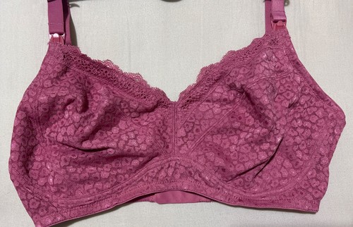 M&S NON WIRED, Cotton Mix Maternity Nursing T-shirt Bra In PINK Size 38C - Picture 3 of 11