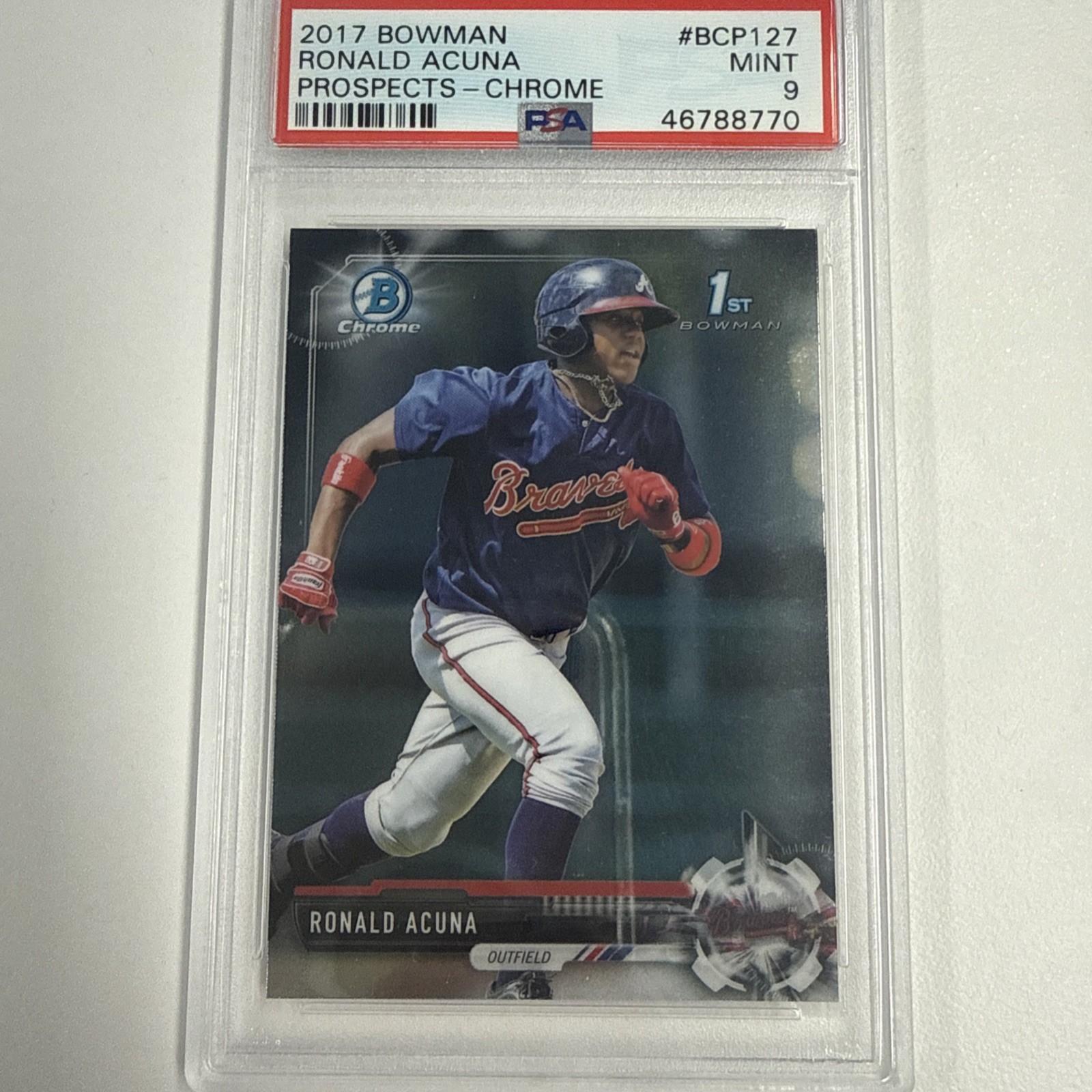 PSA 10 RONALD ACUNA JR. 1st 2017 Bowman Chrome Braves Rookie Card RC PSA 9 view 1