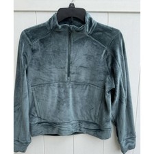 DSG Velour 1/2 Zip Pullover Girls Large 14 Dark Green Velour New with Tags