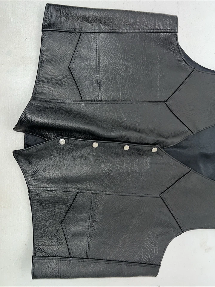 Nuevo chaleco de motociclista Western Express de cuero negro para hombre 4XL Q-604 Foto 4 de 4