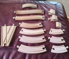Lot of 16 Brio Or Thomas The Train Compatible Wooden Tracks  Bridge