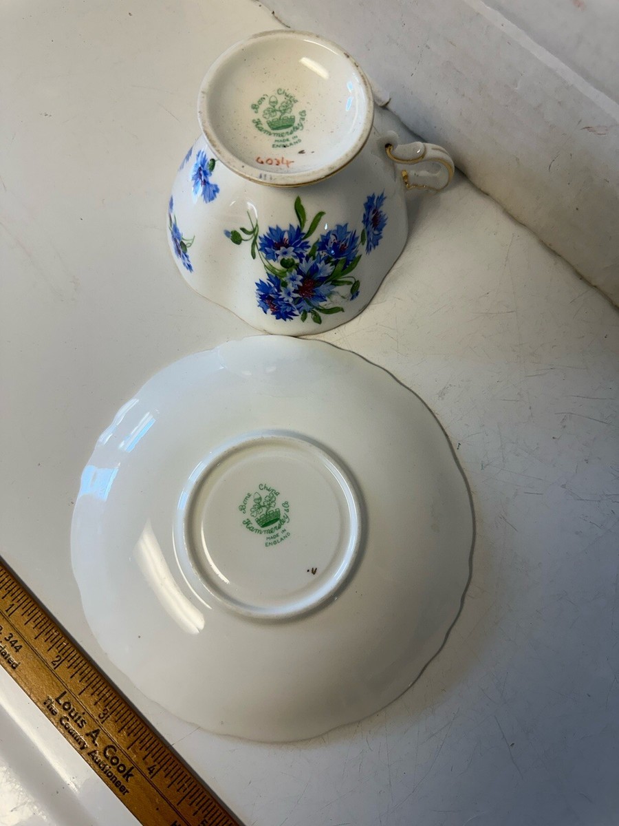 Hammersley England Bone China Footed Cup & Saucer 6034 Blue
