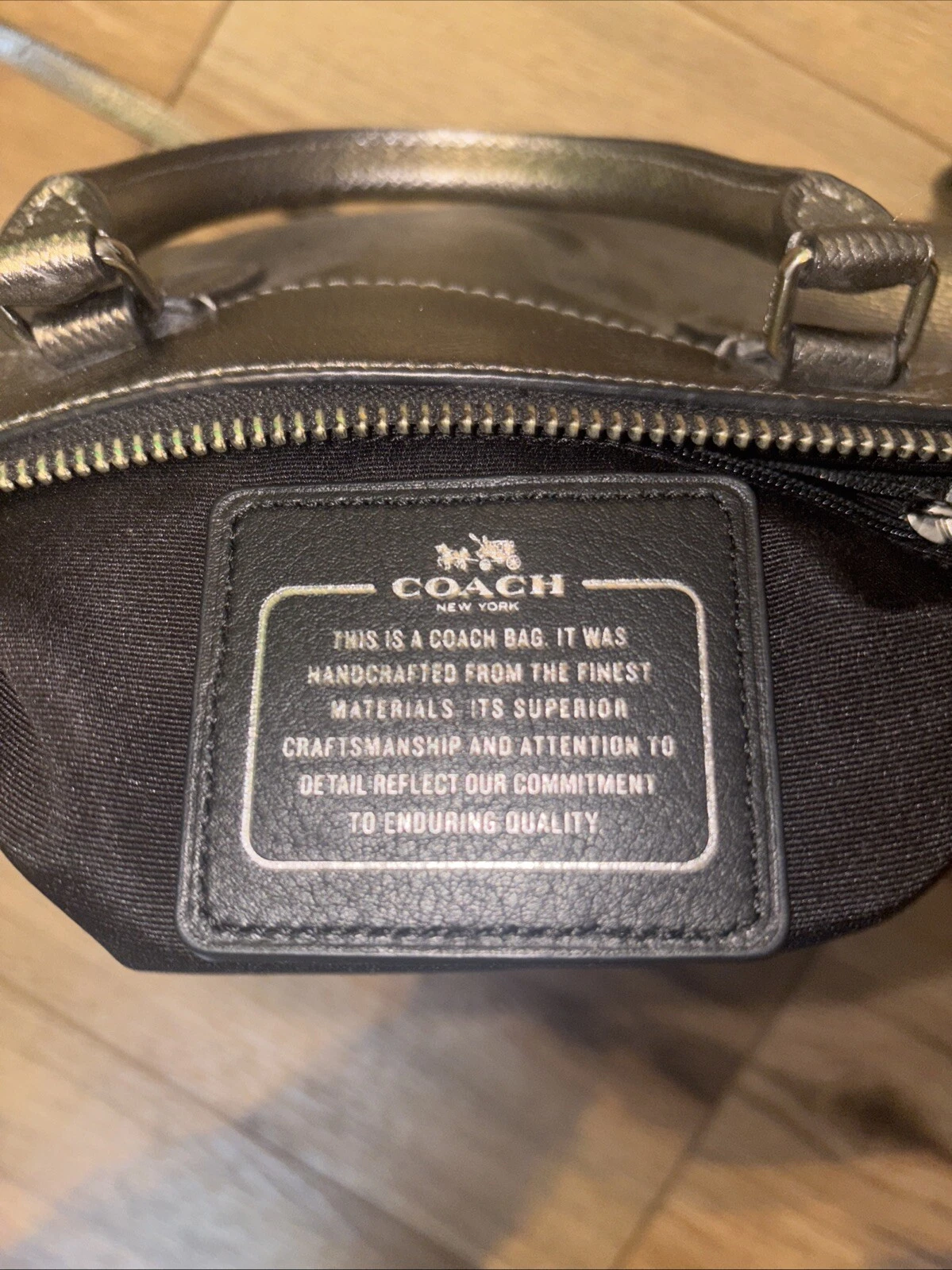 BORSA COACH MINI BENNETT METALLIZZATA F56125 argento