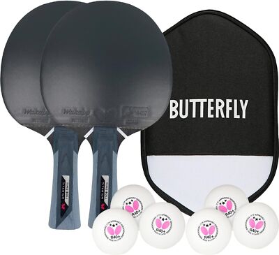 Butterfly Timo Boll Titanium 2 x Tischtennisschläger + Hülle CC2 + 2 x 3* Bälle 