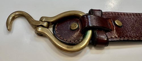 UNIQUE “HOOK & LOOP” HAND-MADE LEATHER BELT & CAST BRASS "SCREEN DOOR" BUCKLE