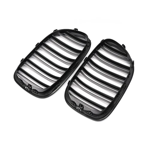 For BMW F01 F02 2009-2015 2Pcs Gloss/Matte Black Dual Slat Front Bumper Grilles - Picture 8 of 17