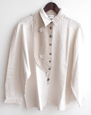 Ladies' costume blouse linen natural and beige size 40 by your sixth sense