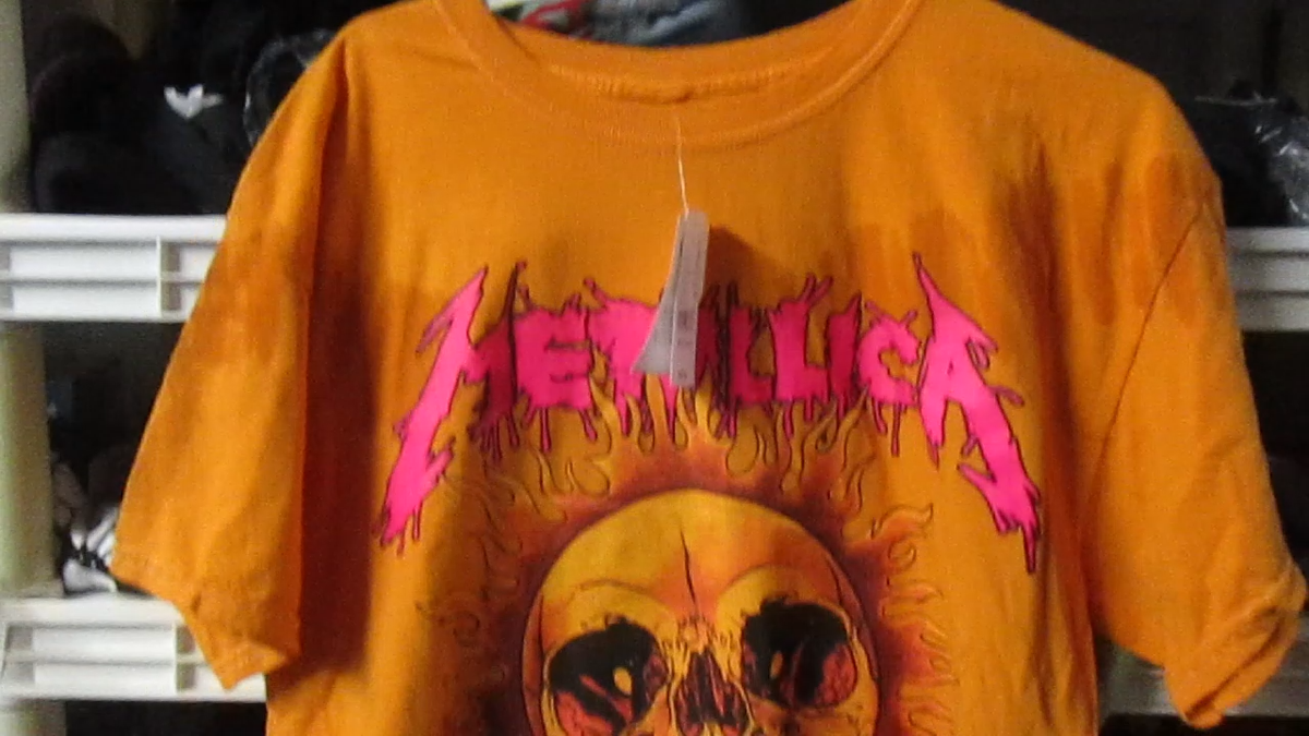New Men's Metallica Tie Dye Orange Skull Sun Pushead Art Metal