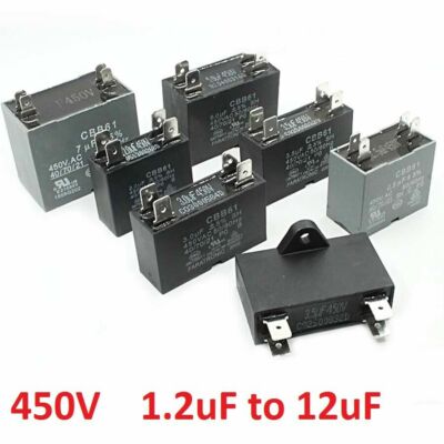 450VAC CBB61 Air Conditioning Fan Motor Start Run Capacitors 1.2uF to 12uF 4-Pin