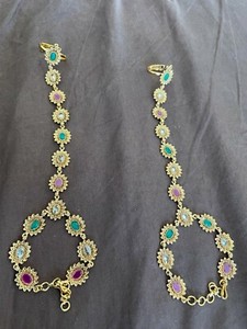Authentic Kundan bracelet / Haathphool /polki bracelet/finger bracelet/ Gold-Plated Ring