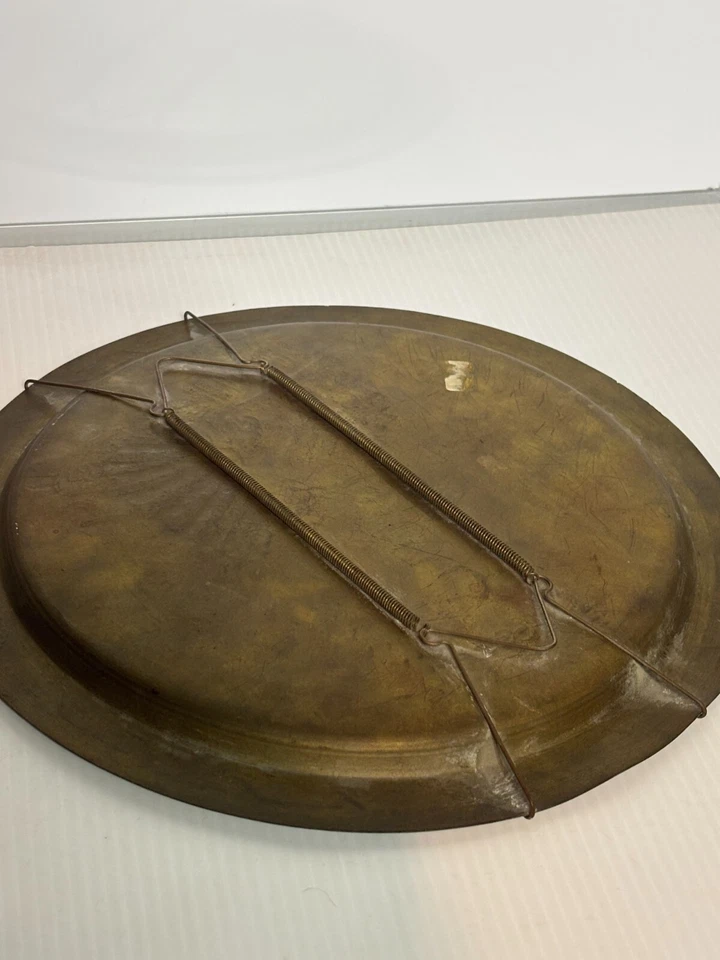 Antigua bandeja de placa de pared cobre latón martillo de forja de mano faraón faraón egipcio Foto 4 de 4