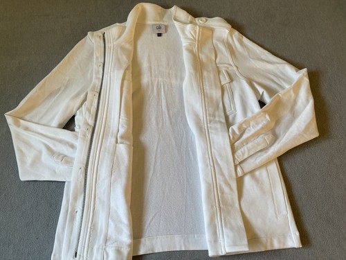 Cabi Jacket Women’s S White Buttons Full Zip Pockets Back Layered Classic - Picture 3 of 8