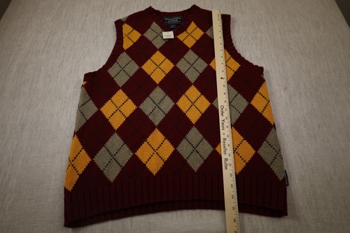 Abercrombie & Fitch Argyle Sweater Vest Mens Large Multi Diamond Plaid Pullover - Picture 7 of 11