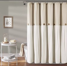 Lush Decor Linen Button Shower Curtain 72" x 72"