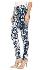 HUE White Blue Bouquet Floral Essential Denim Legging Women's Plus Sz 1X U17473