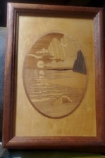 Hudson River Inlay Framed Marquetry "SEASCAPE" Signed by Jeff Nelson 9.75"x6.75"