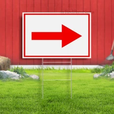 RIGHT arrow red Yard Sign Road with Stand LAWN SIGN Single sided