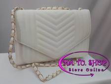 Borsa Donna Matelassè Chiusura bottone Clip Tracolla a catenella Oro Bianca