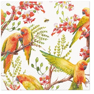 Paper Luncheon Decoupage Napkins Animals Parrot Birds - Two Single Napkins