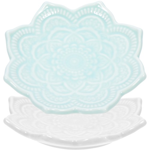 2 Pcs Keramik -Mandala -Schmuckplatte in Blumenform Schmuckteller Aus - Bild 9 von 12