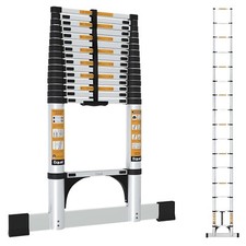 23.6 FT Aluminum Folding Telescopic Ladder with 2 Triangle Support & Stabilizers
