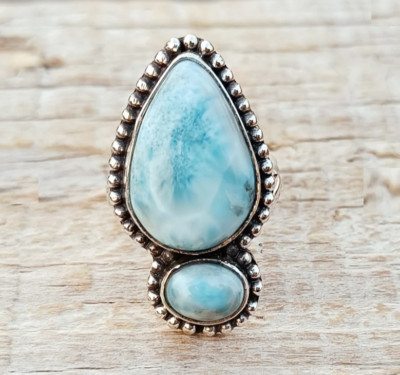 Ringer R355 Larimar Gemstone Ring Handmade 925 Sterling Silver Partywear Ring All ...