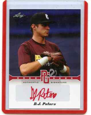 2013 LEAF PERFECT GAME #A-DJP D.J. PETERS ''RED INK'' AUTOGRAPH RC SP #5/5 DODGERS