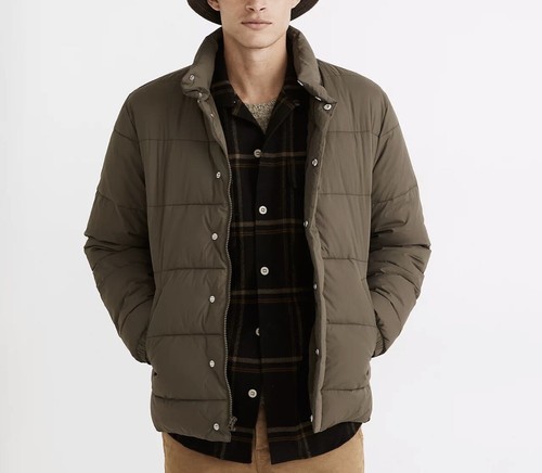 MADEWELL Olive Green Full-Zip Snap 