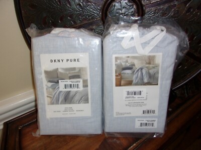 NIP DKNY Pure Eco Chambray Blue King Sham Pair