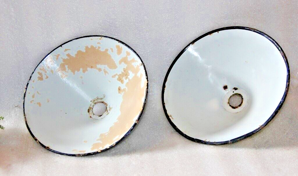 2PC Vintage Green Enamel Lamp Shade Old Decorative Lighting Original