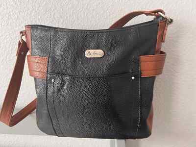 B.Amici  Emily RFID Essential Leather Shoulder Bag, RFID Lining, Black
