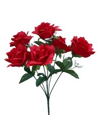 Artificial Micro Peach Open Red Roses One Dozen