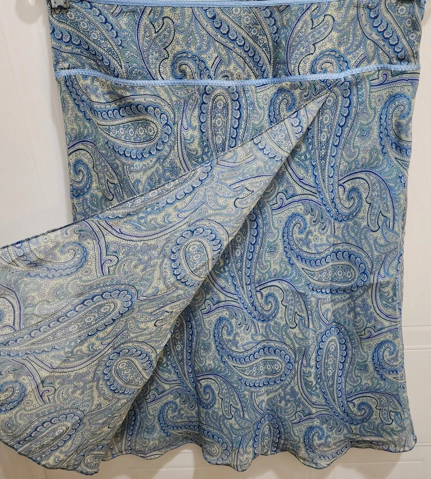 Falda De Colección The Limited Para Mujer Hasta la Rodilla 100% Seda Azul Paisley Y2K Hada Boho 4 Foto 3 de 4