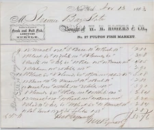 1863 WM Rogers & Co NYC Fish Lobster Dealer Fulton Fish Market Billhead BH1-34