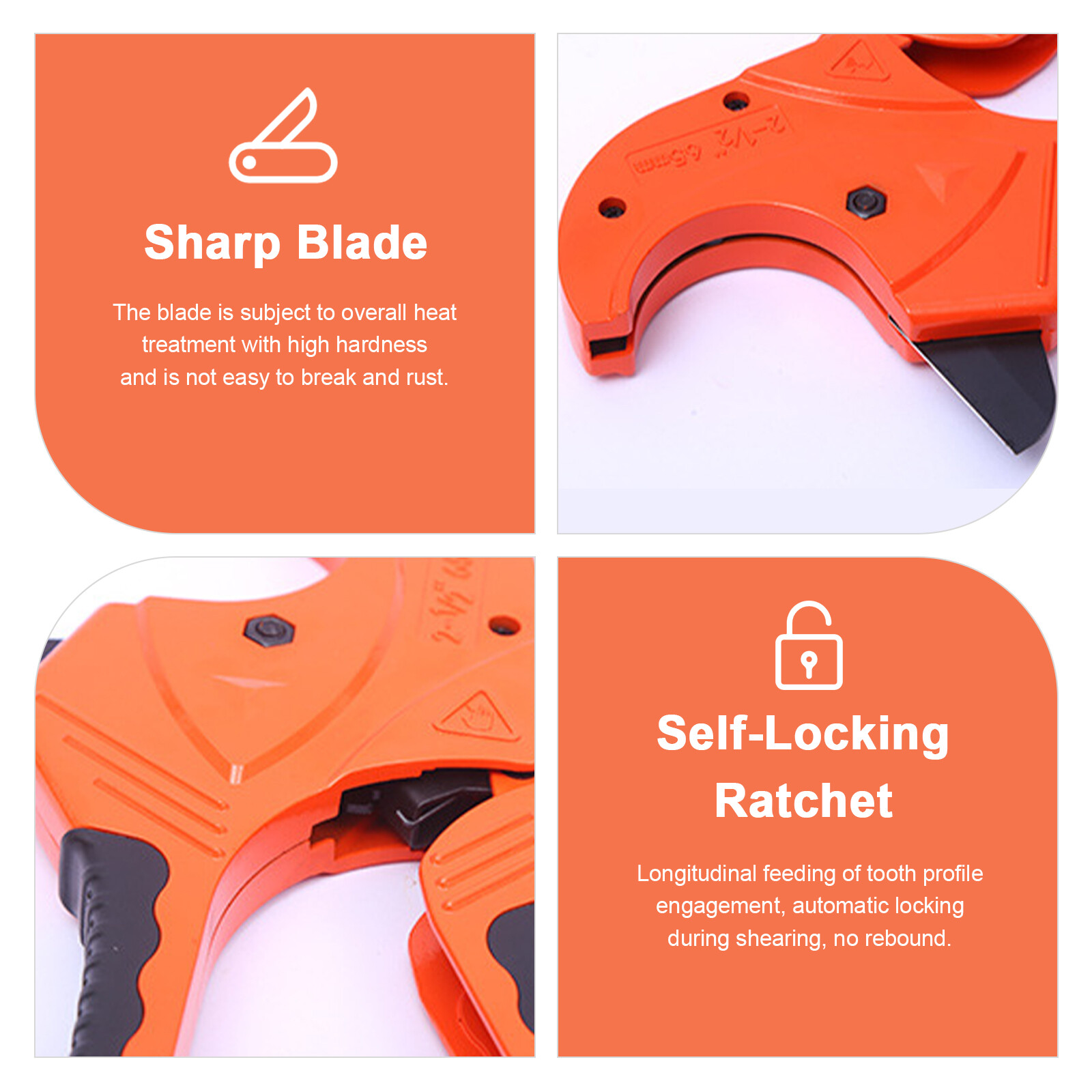 PVC Pipe Cutter 25/8" (65mm, O.D.) Tubing Tube Cutter Ratchet Cutting