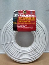 Trisonic 100 Ft. White Molded RG-59U Coaxial Cable with Gold Plated F Connectors