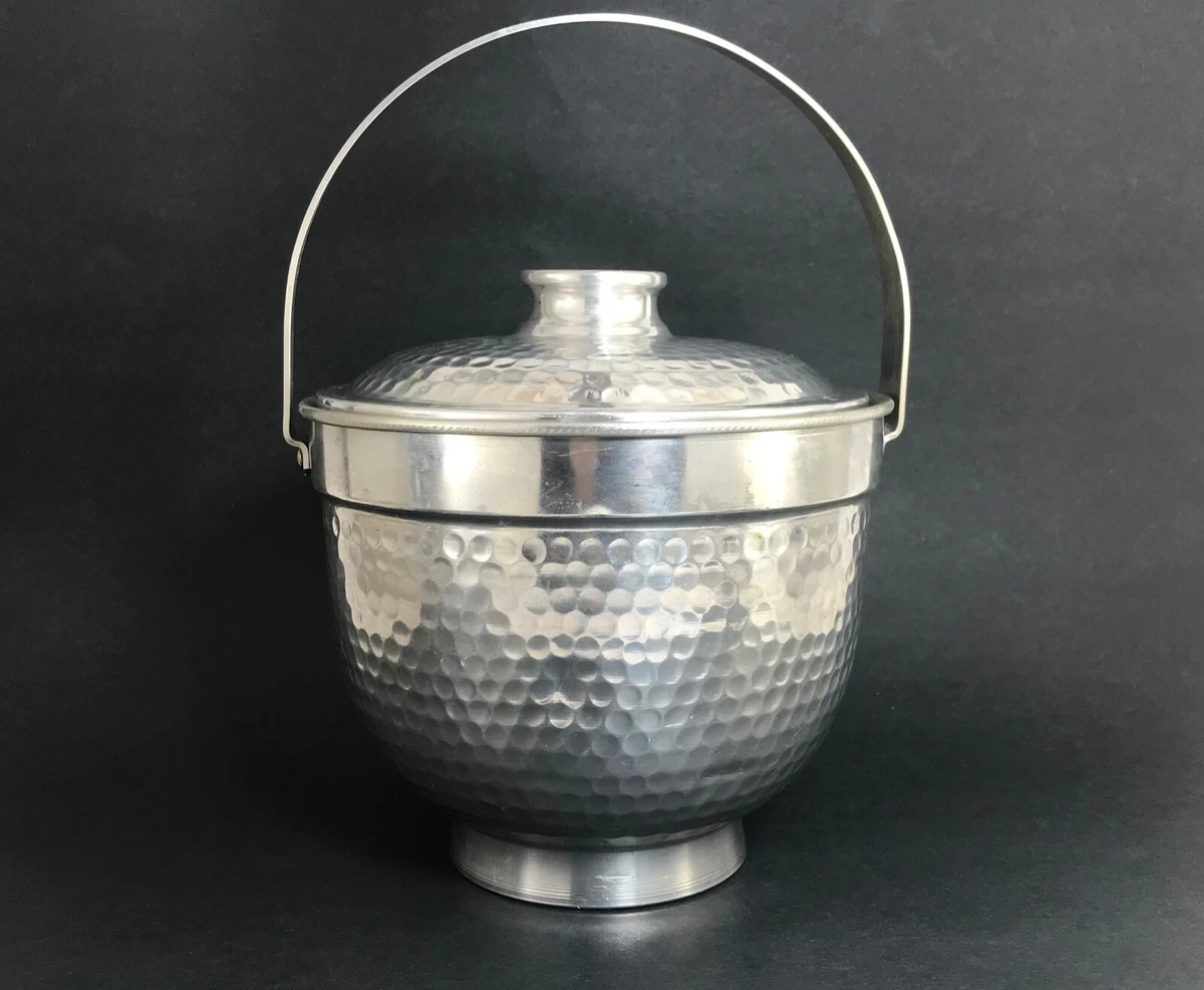 Vintage Retro Hammered Aluminum Ice Bucket Nasco Italy 7