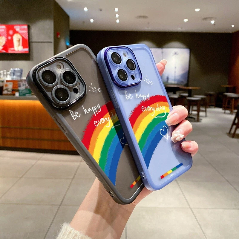 For iPhone 15 Pro Max 14 13 12 11 Rainbow TPU Clear Soft Lens Film Case Cover - Image 3 of 4