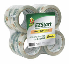 Duck Brand EZ Start Packing Tape, 1.88 in. x 54.6 yd Clear 8-Count