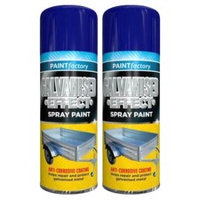 2X GALVANISED EFFECT SPRAY PAINT REPAIR PROTECT METAL ANTI CORROSIVE COAT 400ML