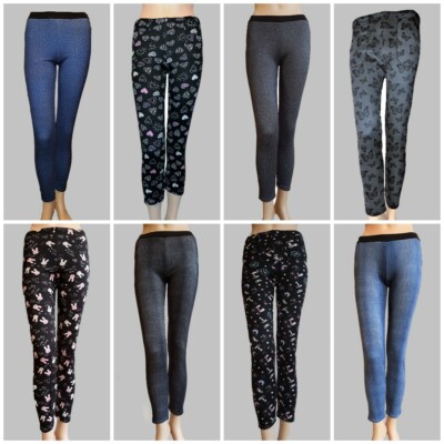 PengGeng Mädchen Thermo Leggings - Warme Blumen-Leggings Für Den Winter