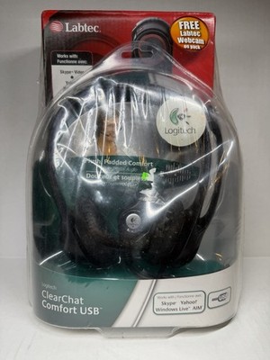 Logitech ClearChat Comfort USB Computer Headset w/ Mic & Labtec Webcam 1200 New