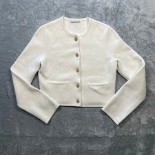 Abercrombie Fitch Womens White Button Cardigan Sweater Gold Crest Buttons XS