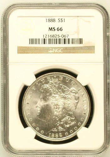 1888-P Morgan Silver Dollar MS66 NGC Brilliant White Great Luster Eye Appeal