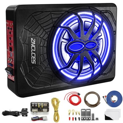 Znclces 2025 Upgraded 10'' 1200W Slim Under Seat Powered Car blue light 