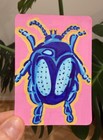 ACEO Original Blue and Pink Beetle Acrylic, Bug Illustration by Viristudios — photo 1