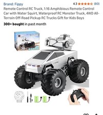 Camión RC Control Remoto, Coche Anfibio Control Remoto 1:16 con Chorro de Agua,