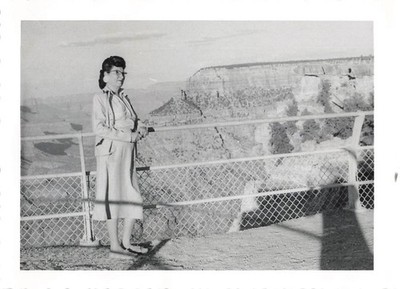 Woman Grand Canyon 1950s Snapshot Photograph Americana Travel Scenic